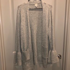 Grey Cardigan with Flare Sleeves